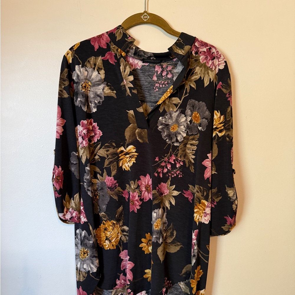 Floral Print Blouse with 3/4 Sleeves